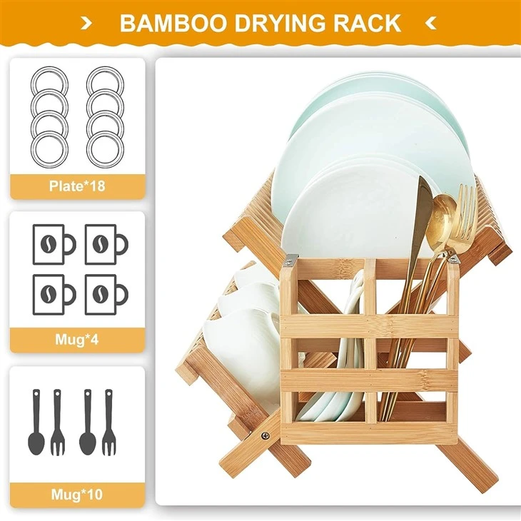 Bamboo Collapsible Dish Rack With Utensil Holder best